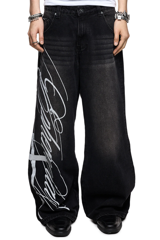 Ephemeral Graphic Baggy Jeans