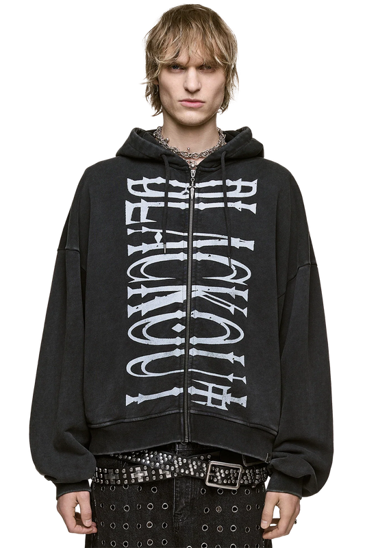Blackout Washed Zip Up Hoodie
