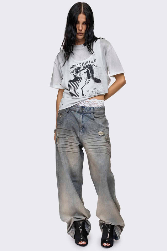 Rift Dirty Blue Straight Baggy Jeans