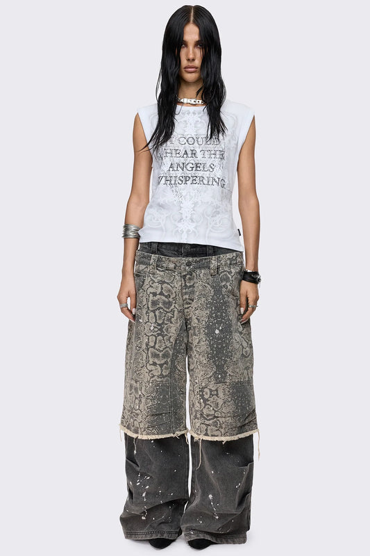 Rift Snake Layered Straight Baggy Jeans