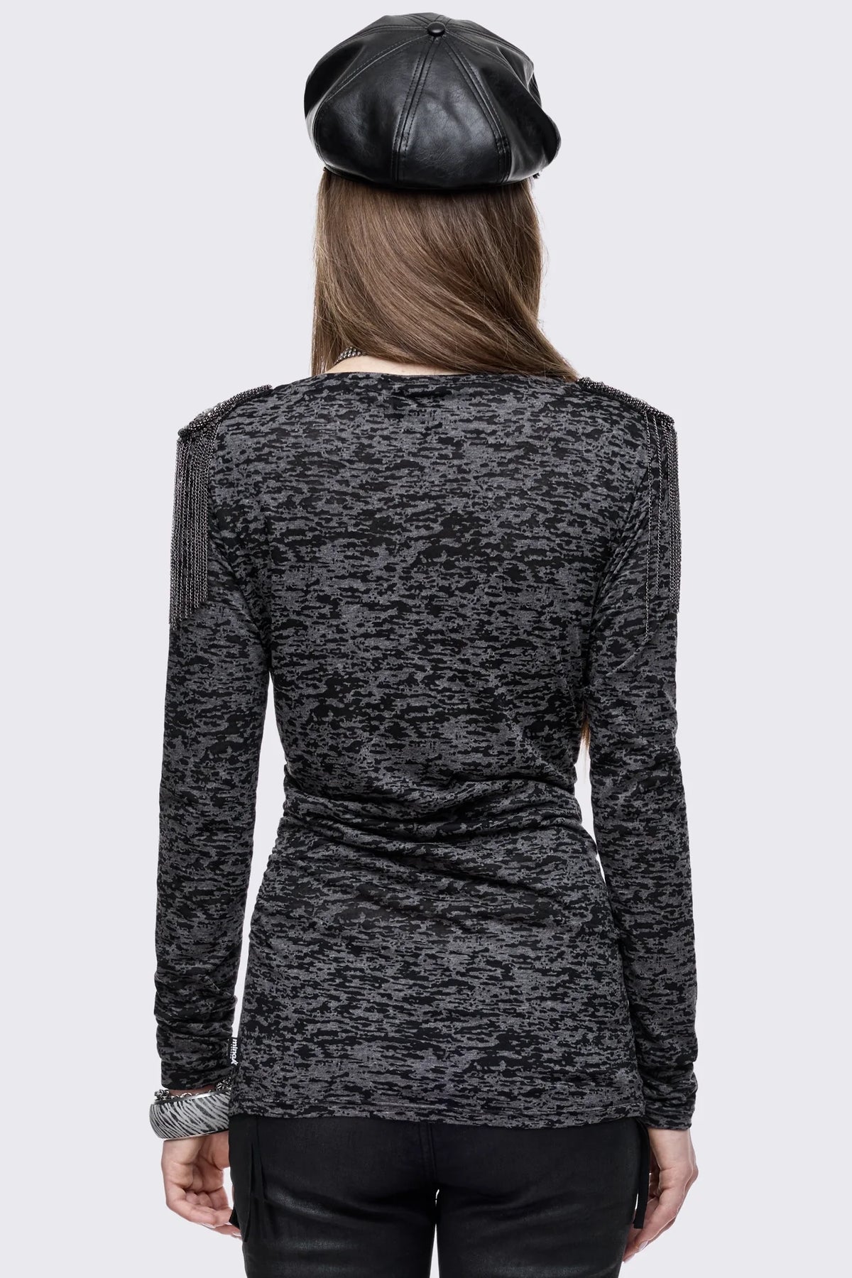 Surrender Burn Out Cowl Long Sleeve Top