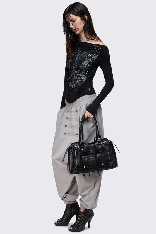 Hollow Studded Off Shoulder Top