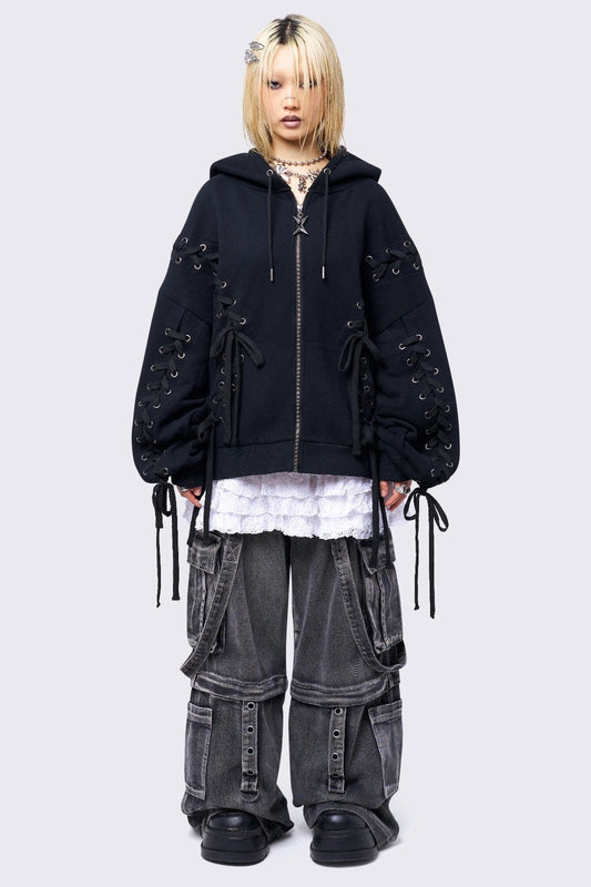 Mia Black Zip Up Hoodie