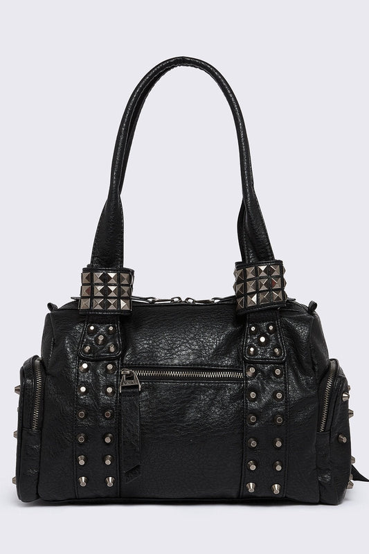 Myrrh Black Studded Faux Leather Shoulder Bag