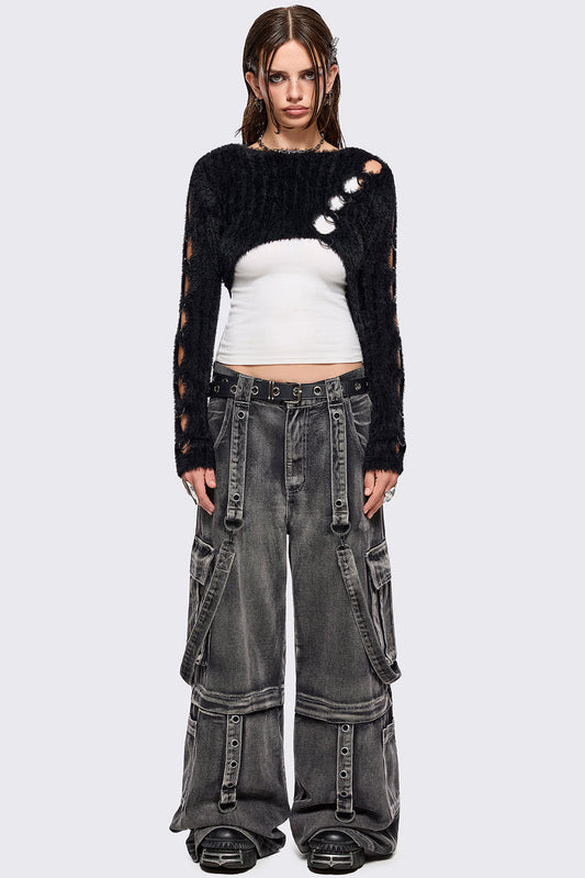 Demi Black Cut-Out Sweater