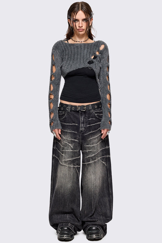 Demi Grey Cut-Out Sweater