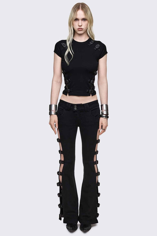 Oblivion Buckle Cut Out Baby Tee