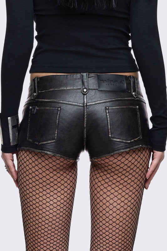 Vandal Mini Faux Leather Shorts