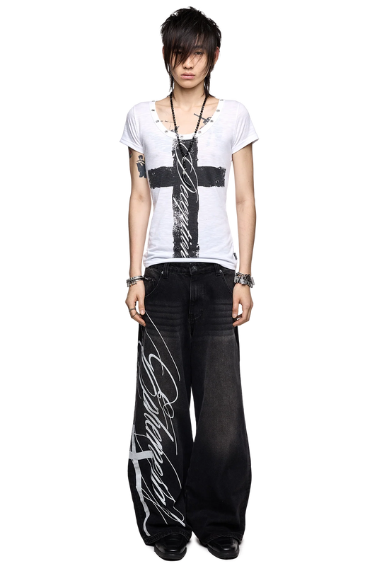 Ephemeral Graphic Baggy Jeans