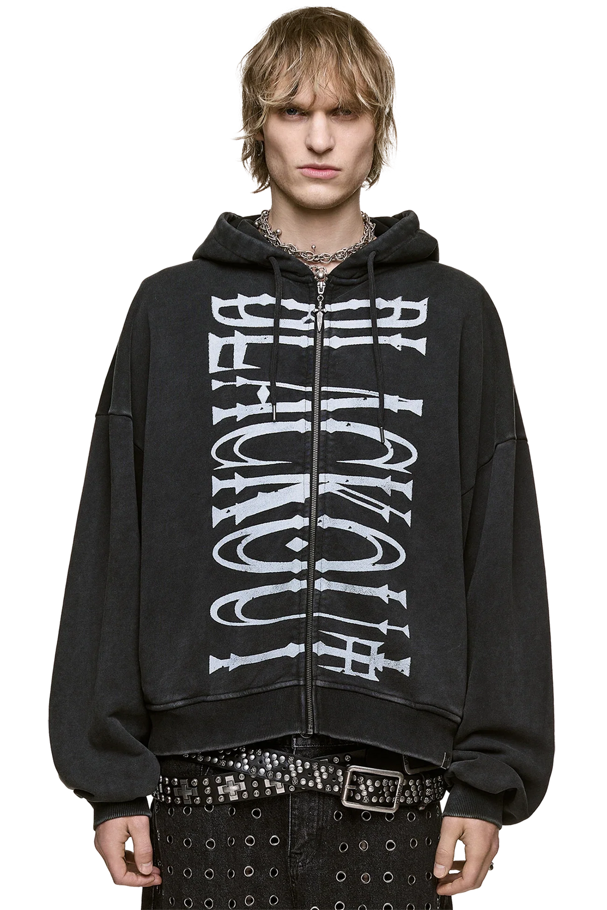 Blackout Washed Zip Up Hoodie