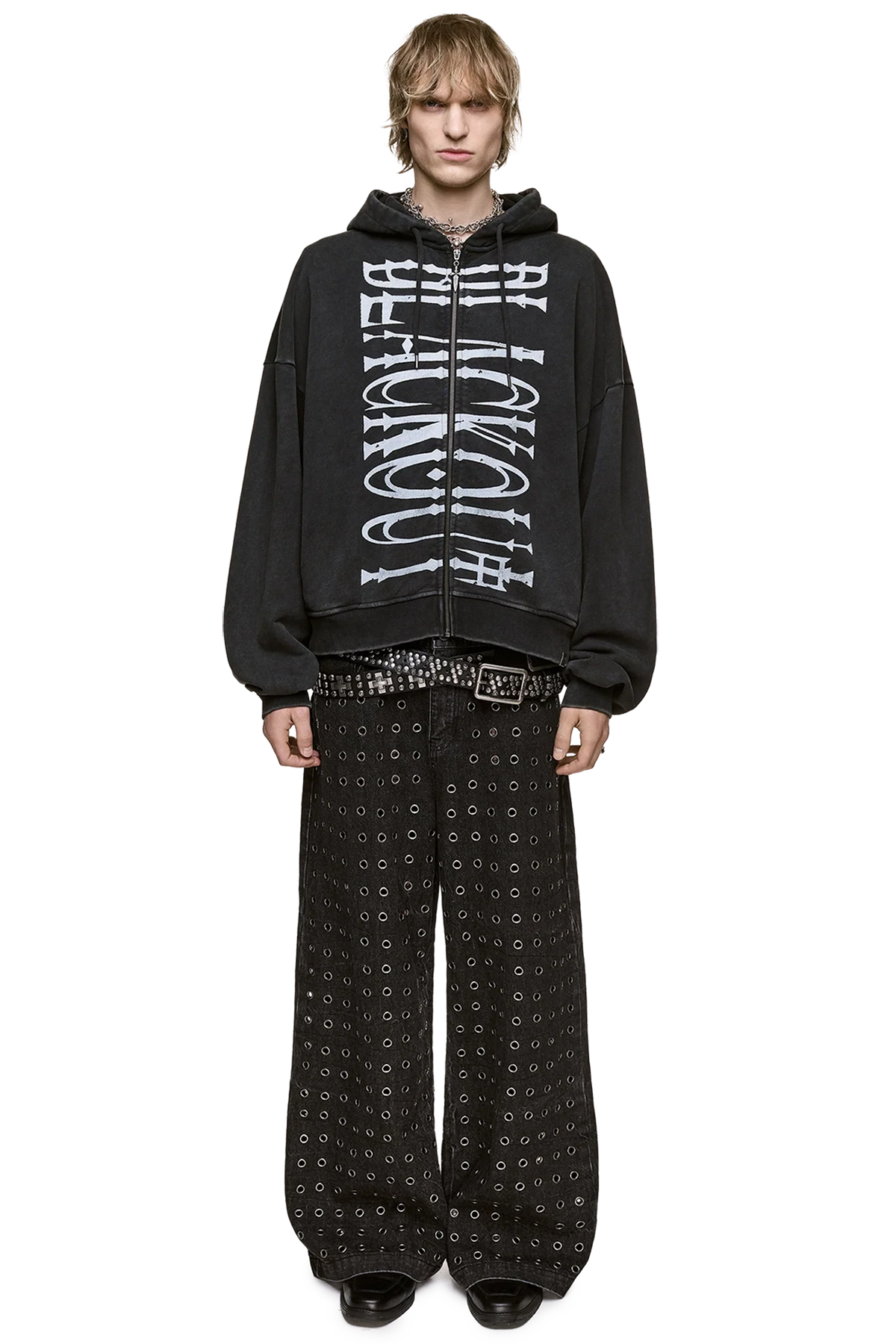 Blackout Washed Zip Up Hoodie