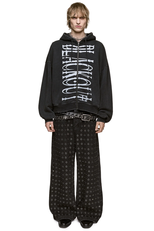 Blackout Washed Zip Up Hoodie