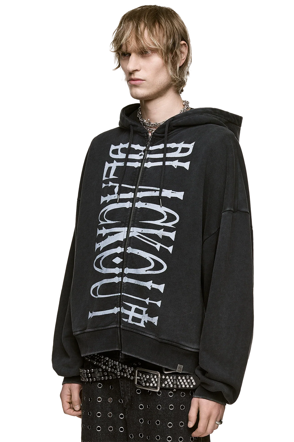 Blackout Washed Zip Up Hoodie