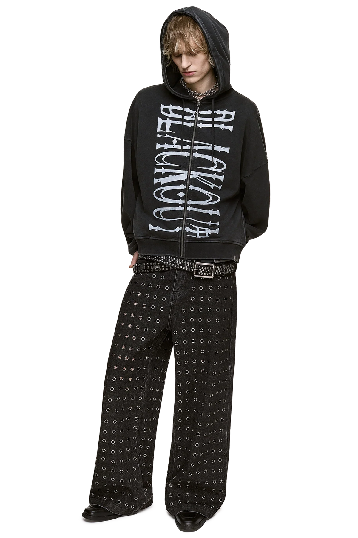 Blackout Washed Zip Up Hoodie