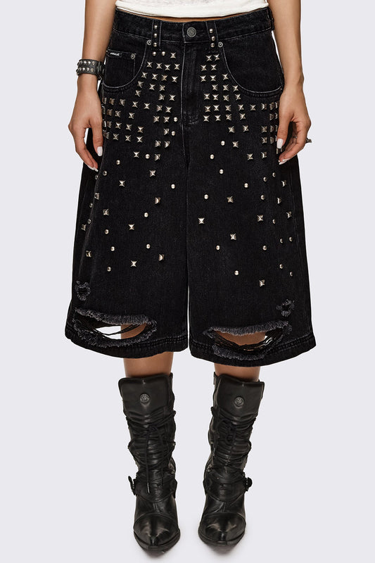 Brat Studded Distressed Jorts