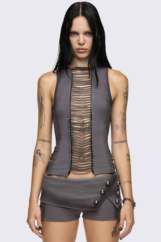 Wired Hanging Chain Cut Out Tank Top
