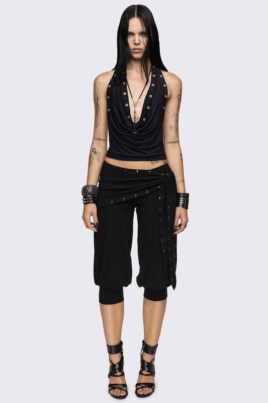 Dead Tide Studded Balloon Capri Pants