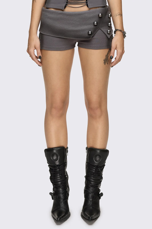 Wired Dark Grey Chain Mini Shorts