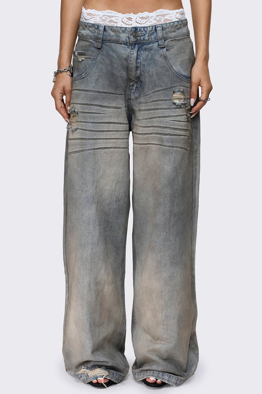 Rift Dirty Blue Straight Baggy Jeans