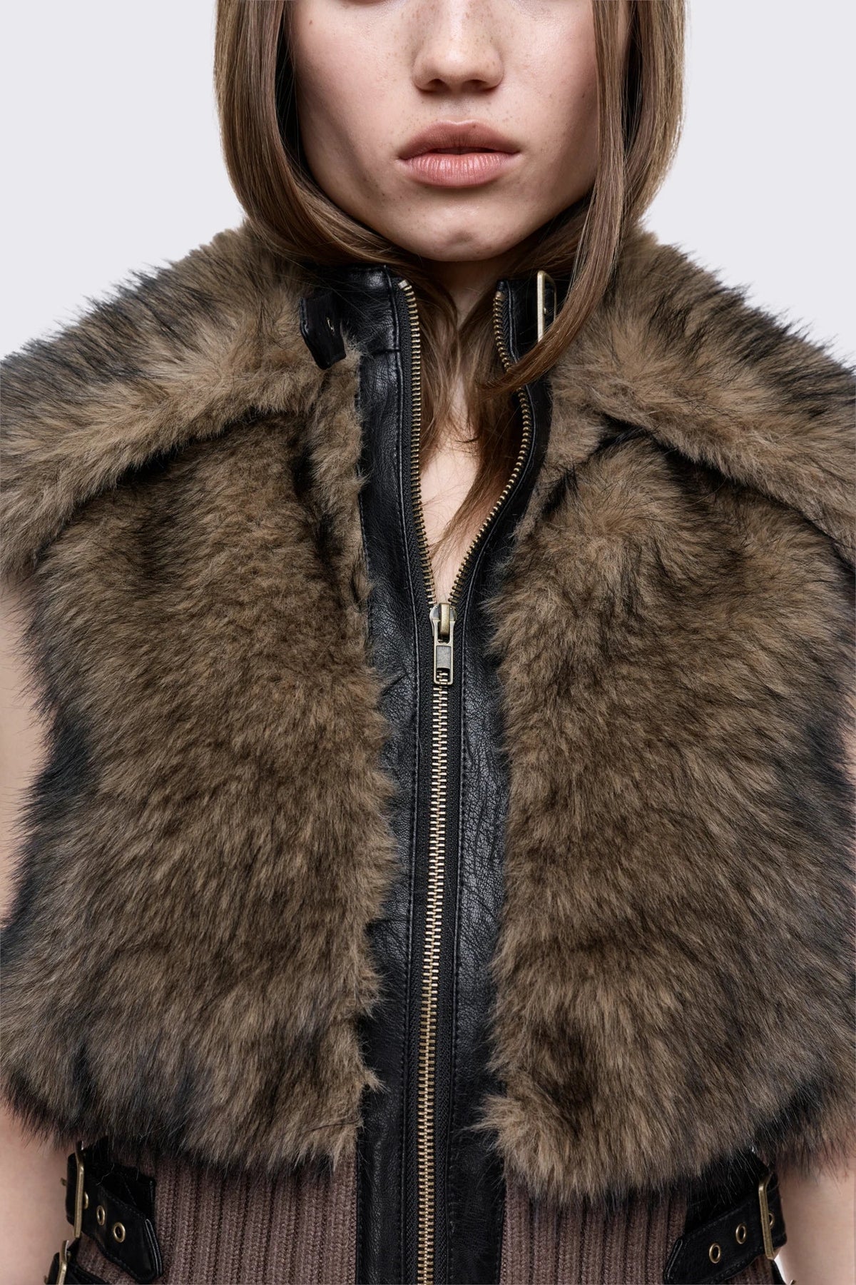 Arden Brown Fur Vest Jacket