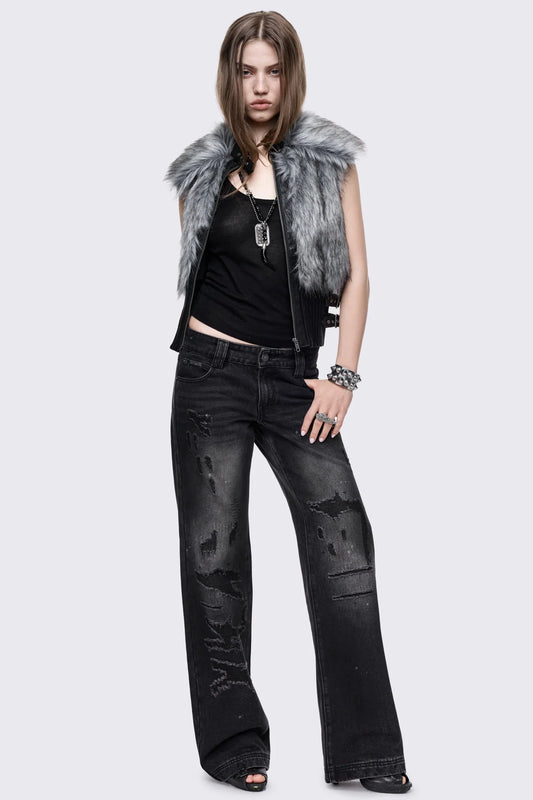 Arden Grey Fur Vest Jacket