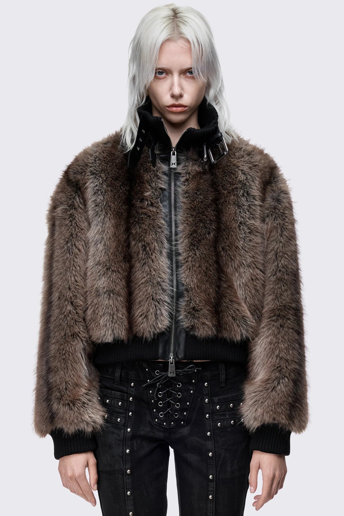 Rumor Buckle Cropped Fur Jacket