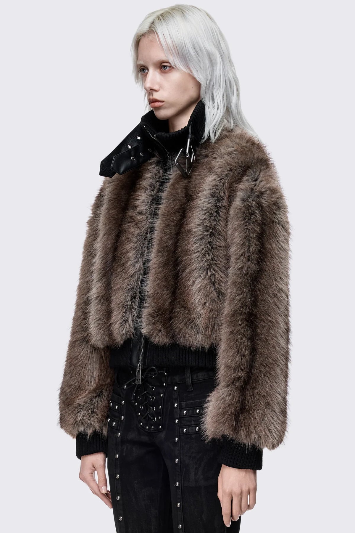 Rumor Buckle Cropped Fur Jacket