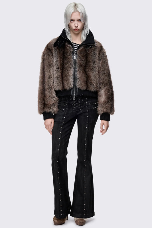 Rumor Buckle Cropped Fur Jacket