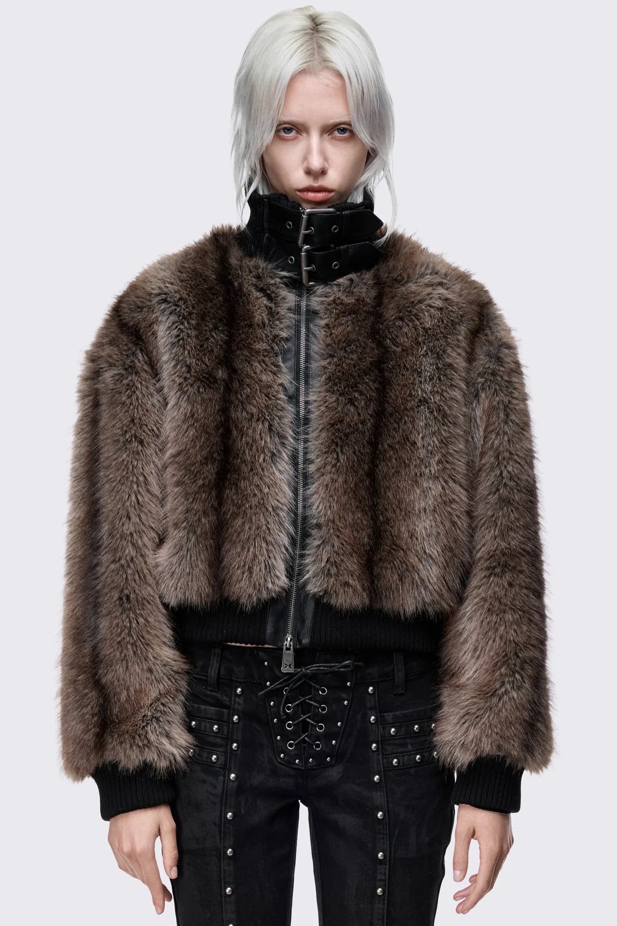 Rumor Buckle Cropped Fur Jacket