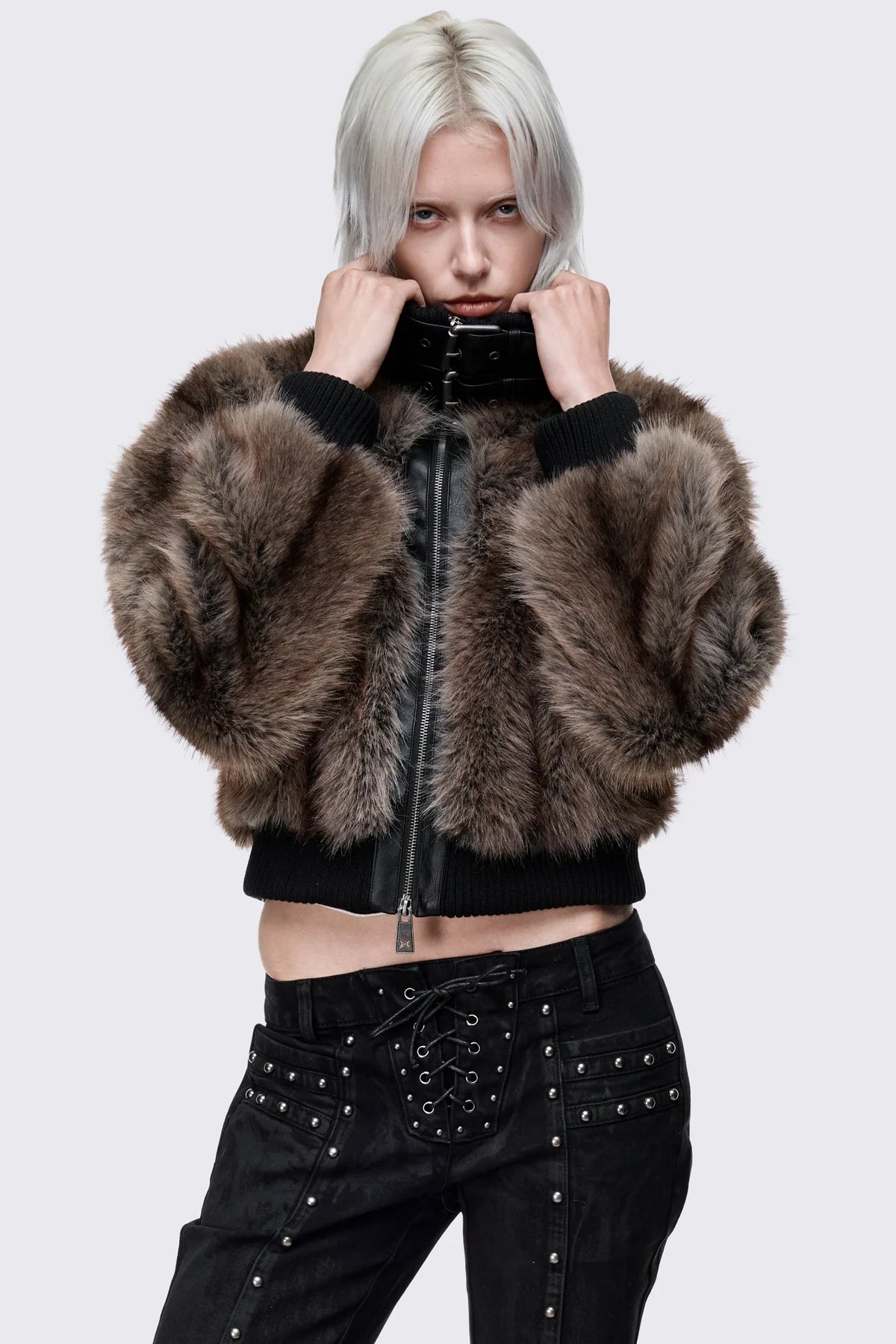 Rumor Buckle Cropped Fur Jacket