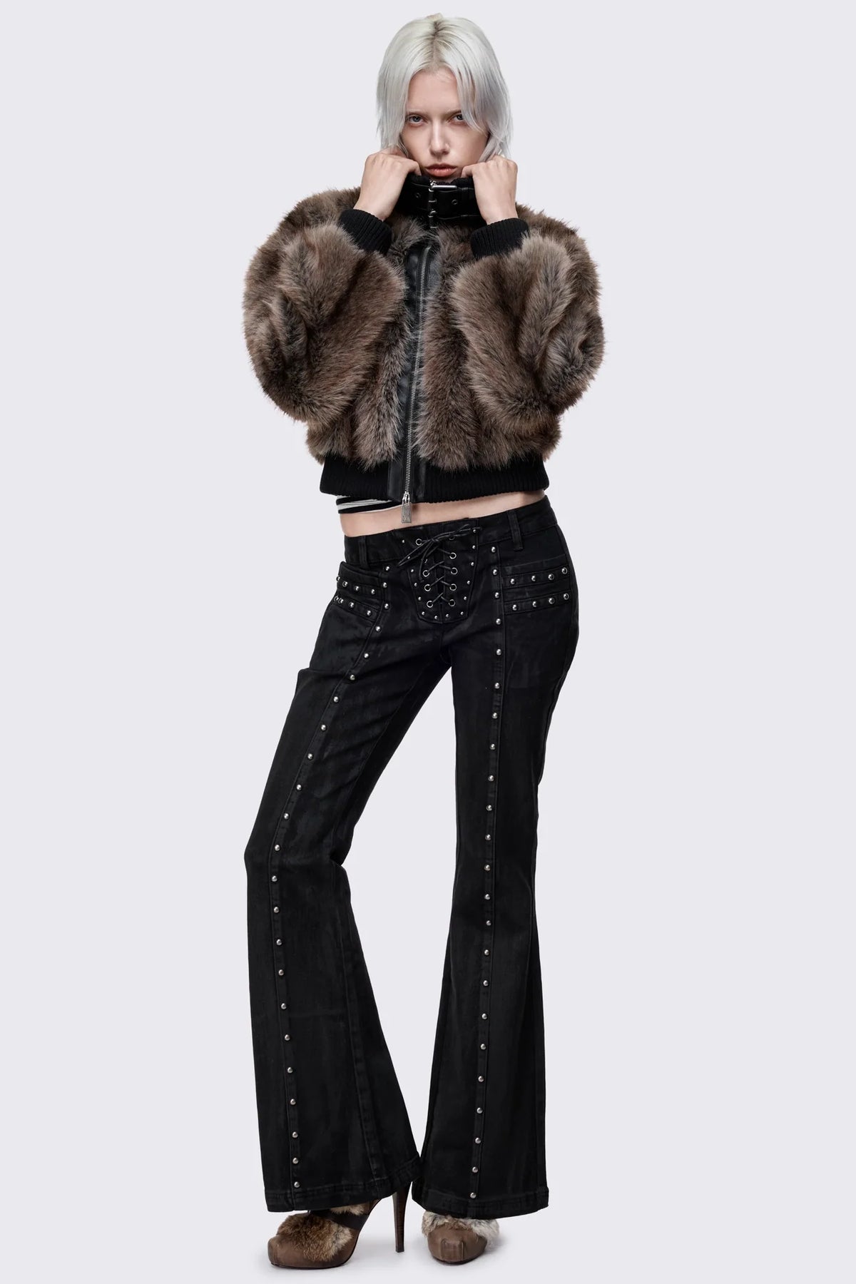 Rumor Buckle Cropped Fur Jacket