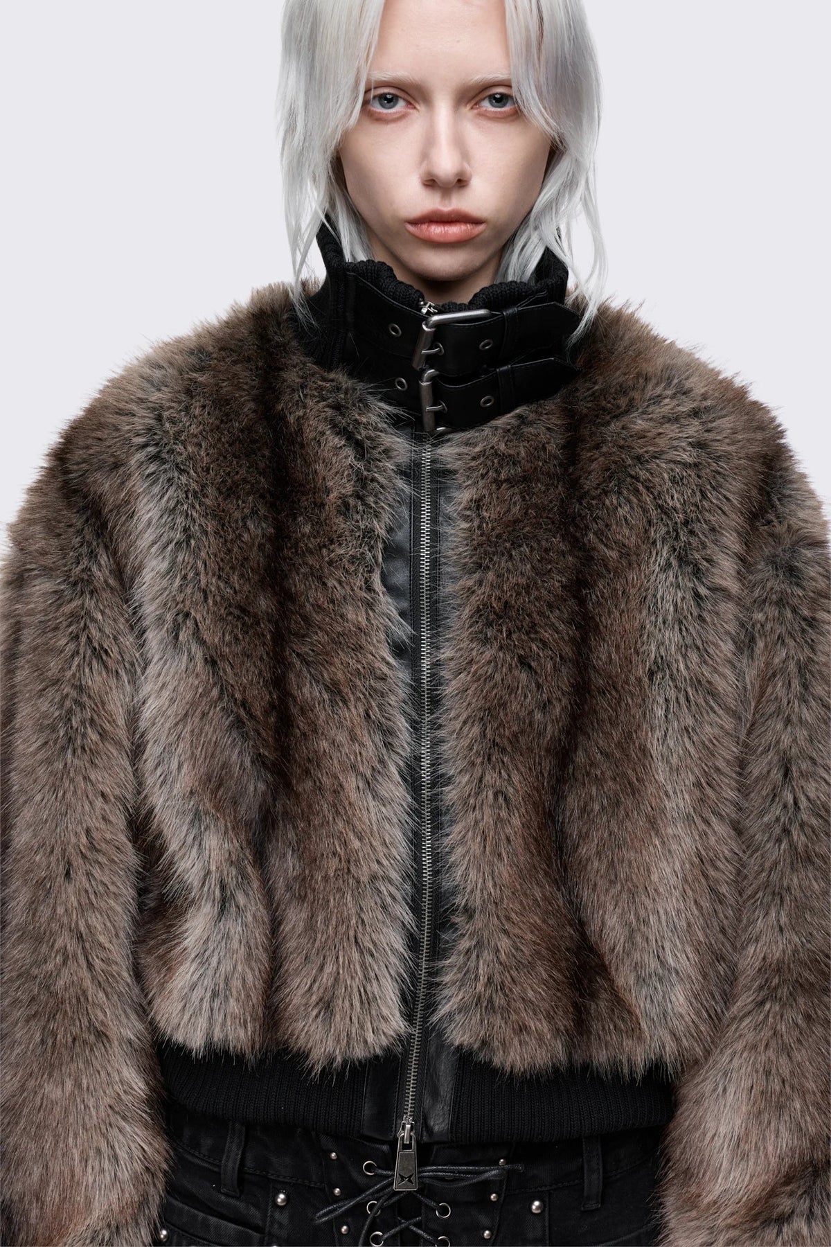 Rumor Buckle Cropped Fur Jacket