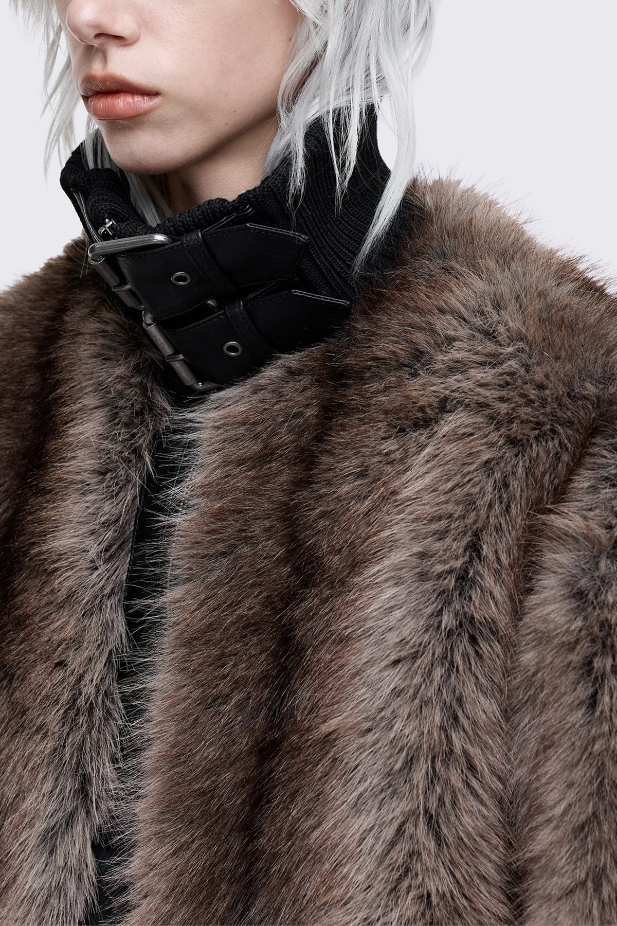 Rumor Buckle Cropped Fur Jacket