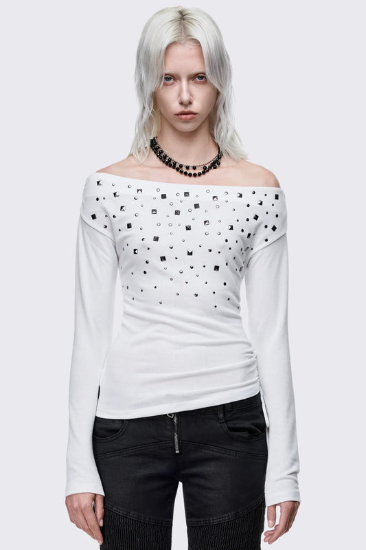 Maria White Off-Shoulder Top