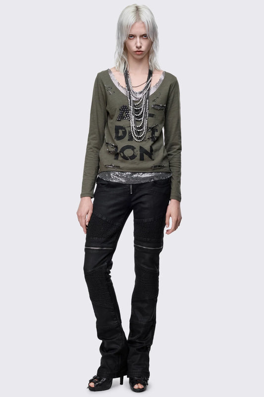 Addiction Washed Long Sleeve Top