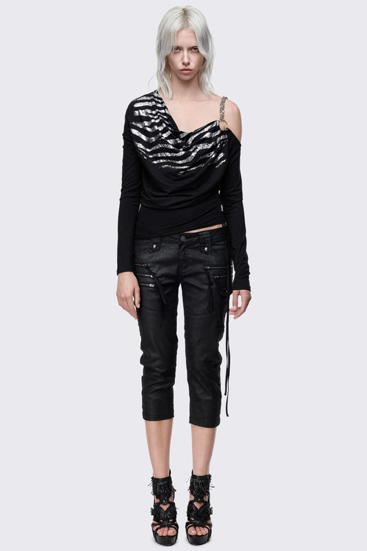 Wild Thoughts Zebra Off Shoulder Top