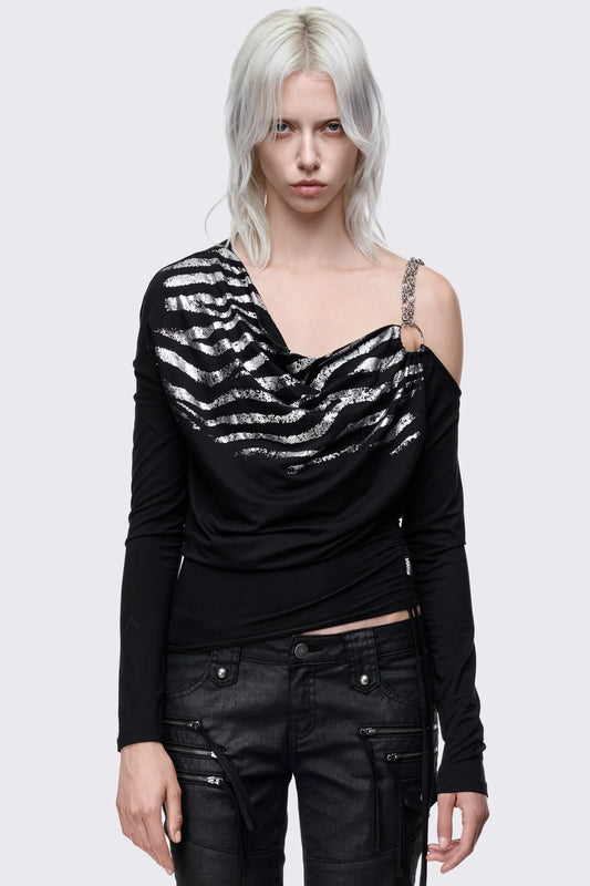Wild Thoughts Zebra Off Shoulder Top