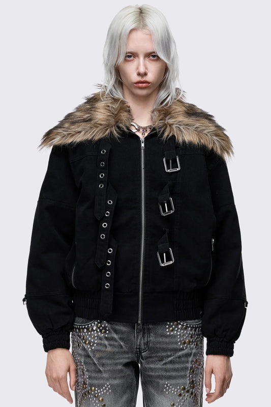 Harley Fur Collar Bomber Jacket
