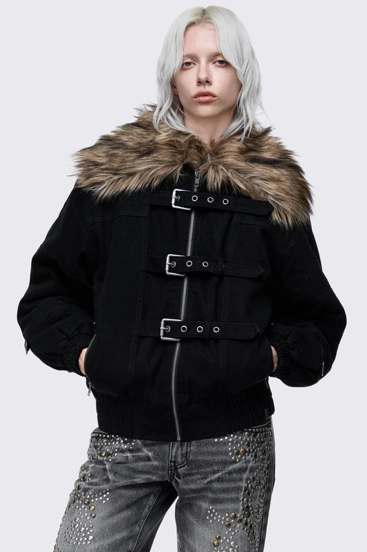 Harley Fur Collar Bomber Jacket