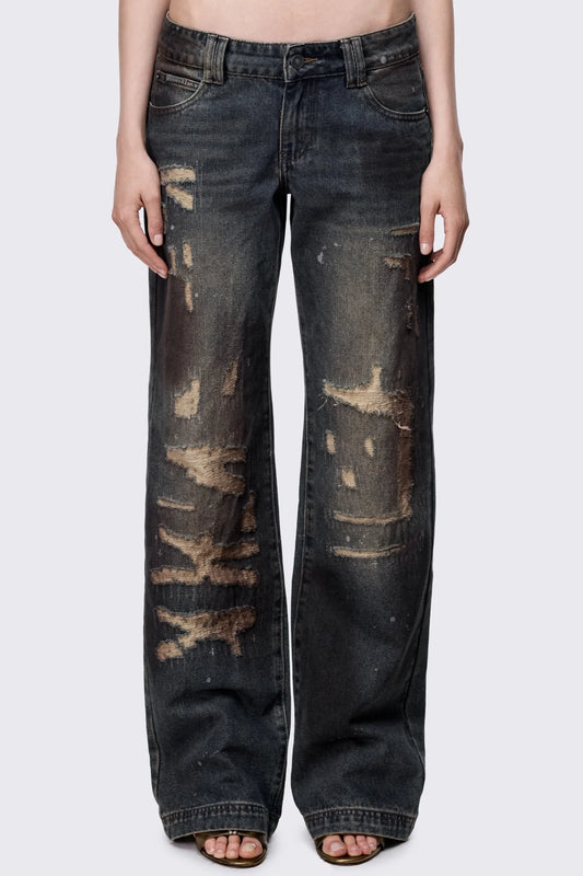 Grime Blue Mud Wash Straight Jeans