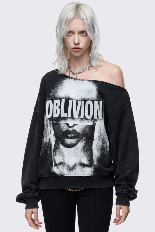 Oblivion Graphic Off Shoulder Sweatshirt