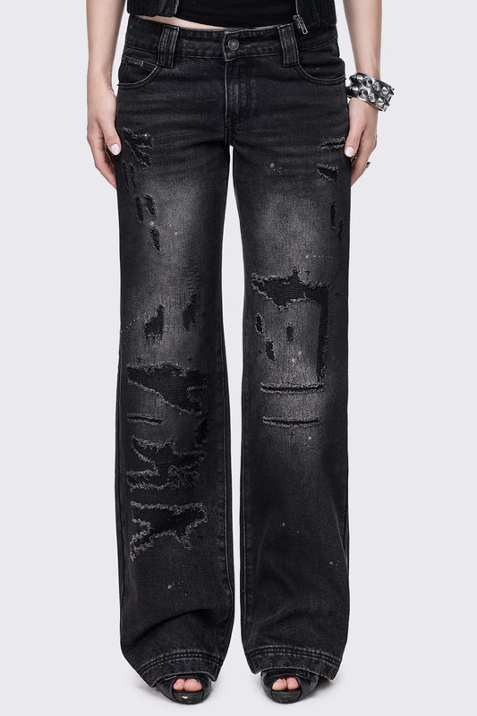 Grime Black Mud Wash Straight Jeans