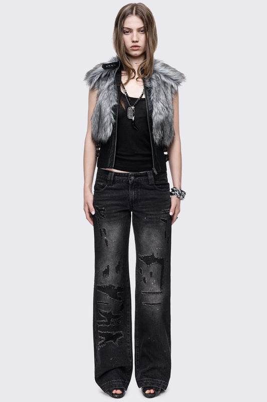 Grime Black Mud Wash Straight Jeans