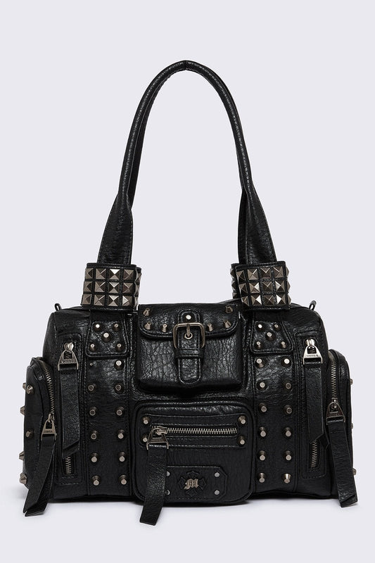 Myrrh Black Studded Faux Leather Shoulder Bag