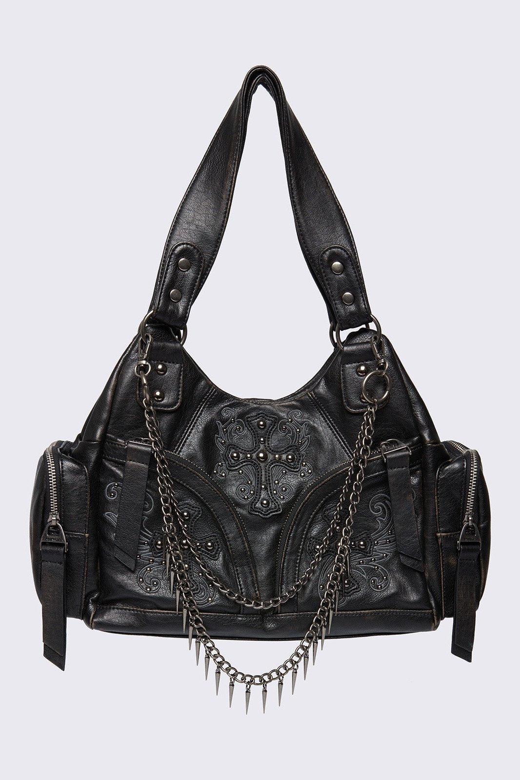 Abyss Black Faux Leather Shoulder Bag