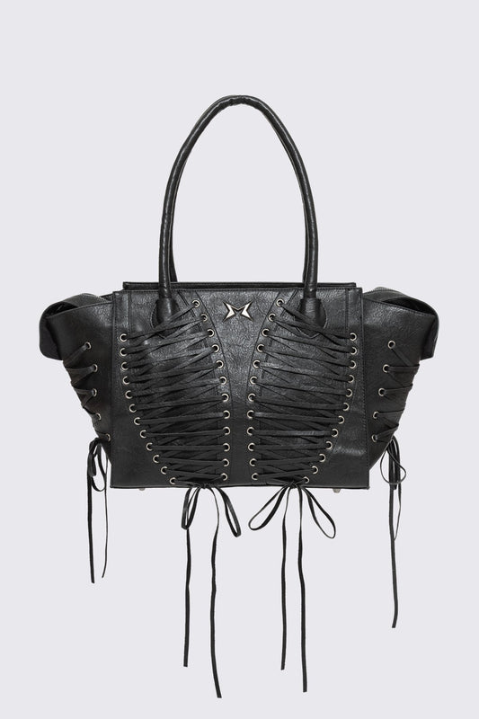 Avery Lace-Up Shoulder Bag