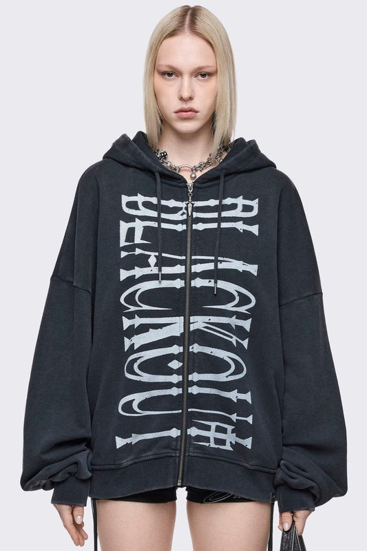 Blackout Washed Zip Up Hoodie