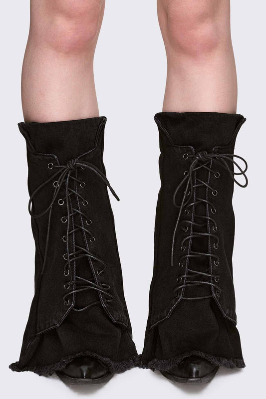 Bound Denim Leg Warmers