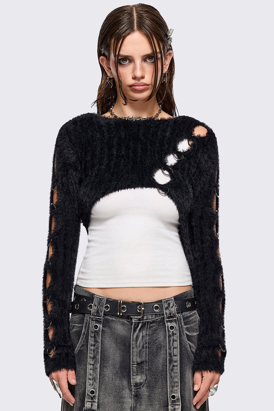 Demi Black Cut-Out Sweater