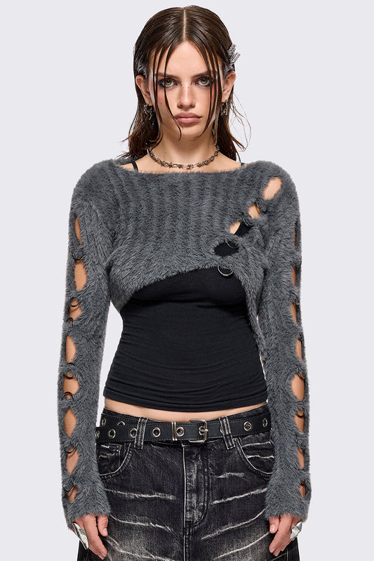 Demi Grey Cut-Out Sweater